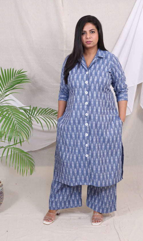 BOSSBABE coords - Blue IKKAT - HANDLOOM Cotton