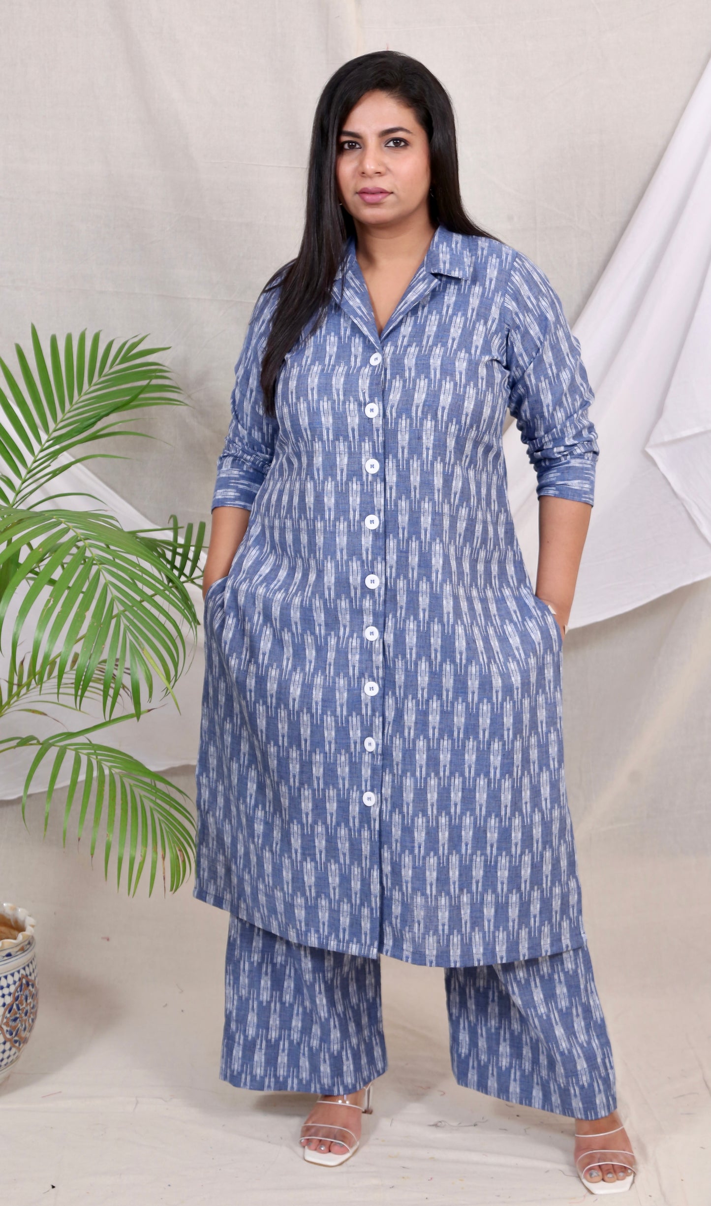 BOSSBABE coords - Blue IKKAT - HANDLOOM Cotton