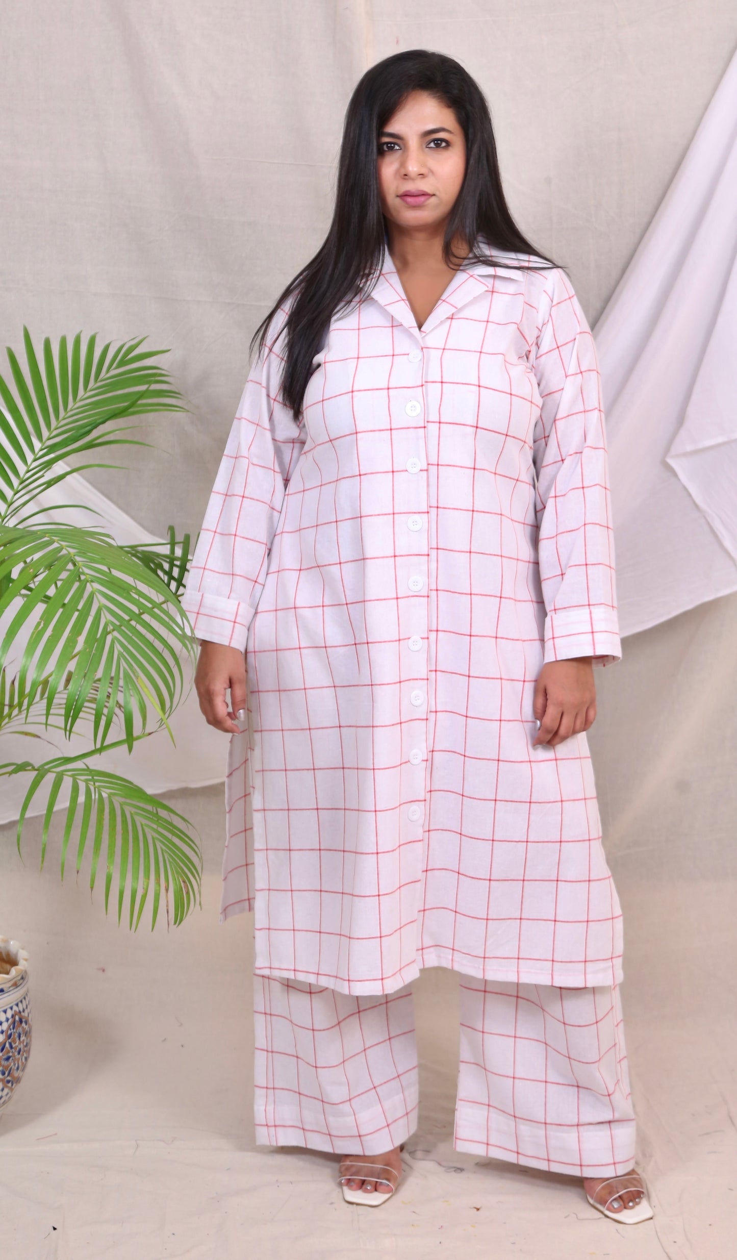 BOSSBABE coords - White Checks - HANDLOOM Cotton