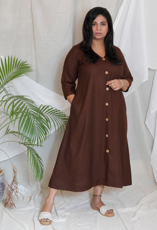 Meera - DRESS or SET - BROWN - Soft Cotton
