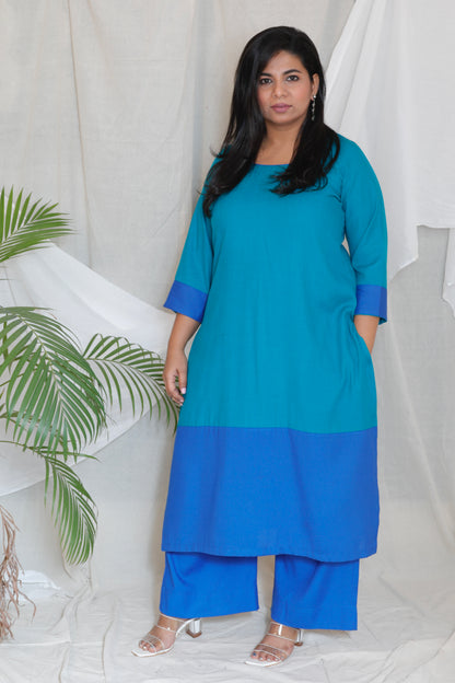 URMILA - Kurta - Green Blue -soft cotton