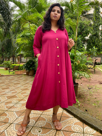 Meera - Dress OR SET - Majenta - Soft Cotton