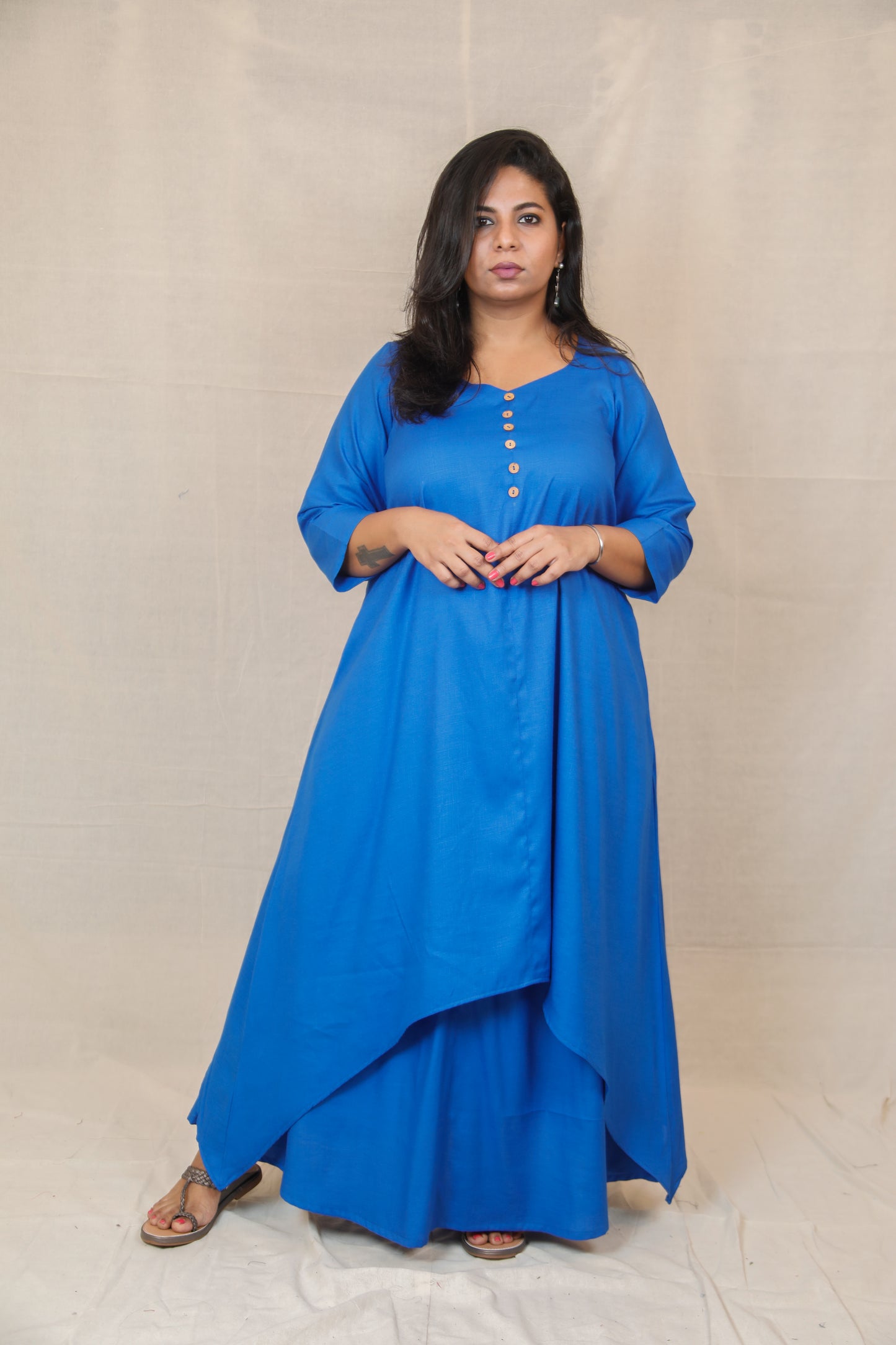 MAHIRA - Kurta & Skirt Set - BLUE ( soft cotton )