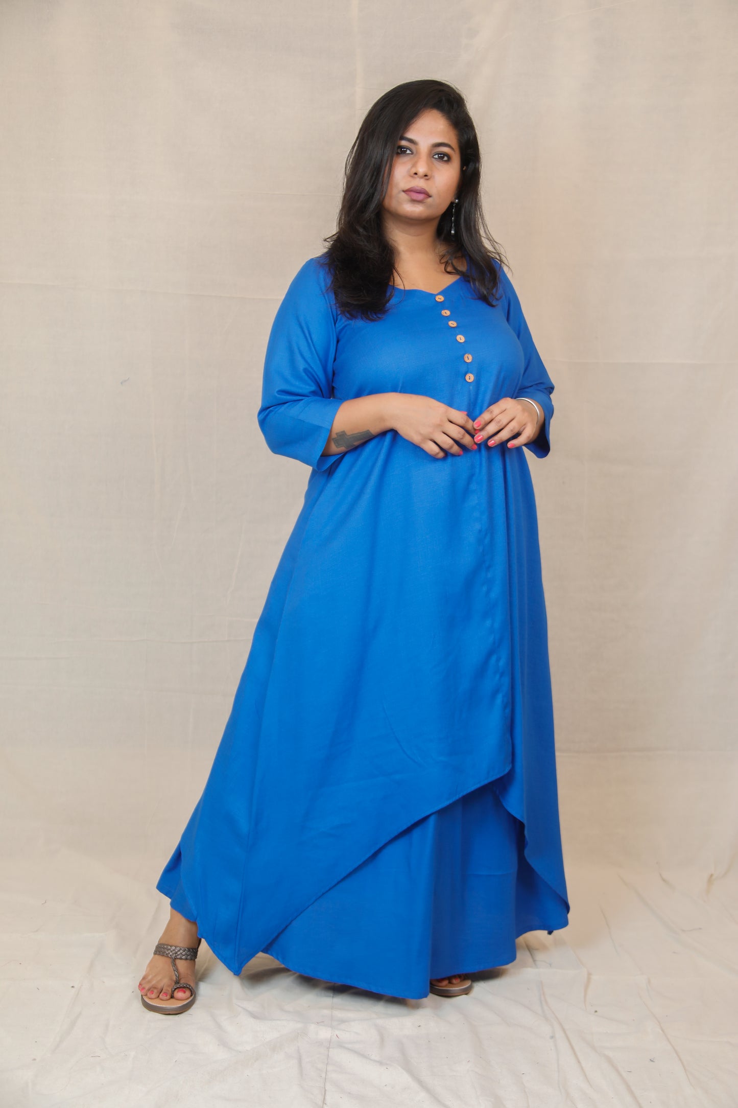 MAHIRA - Kurta & Skirt Set - BLUE ( soft cotton )