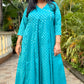 Muskaan - Anarkali kurta + Pant - BLUE - Cotton Boota