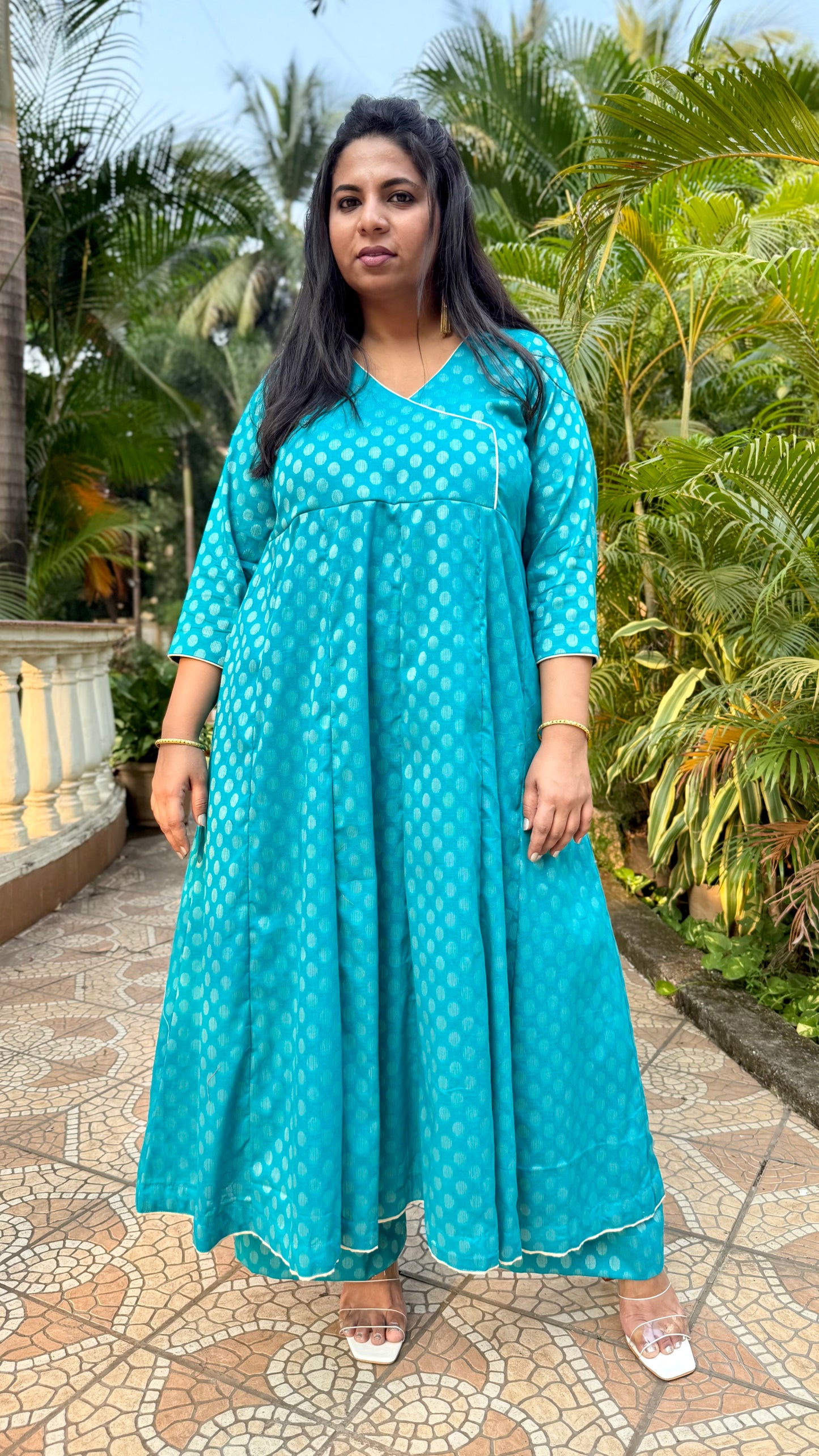 Muskaan - Anarkali kurta + Pant - BLUE - Cotton Boota