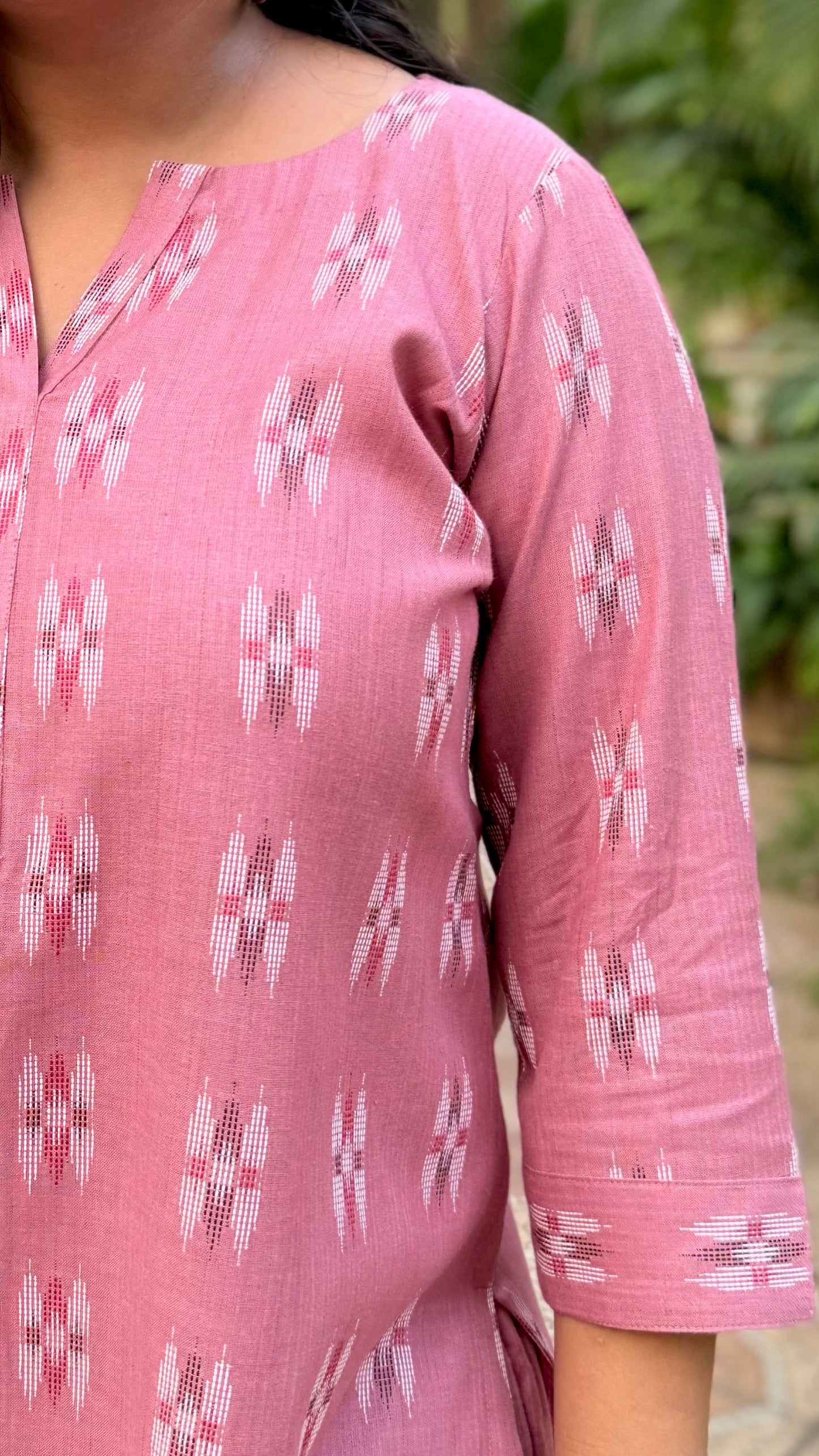 FIZA - Kurta & Pant set - Onion Pink - Cotton Dobby Weave