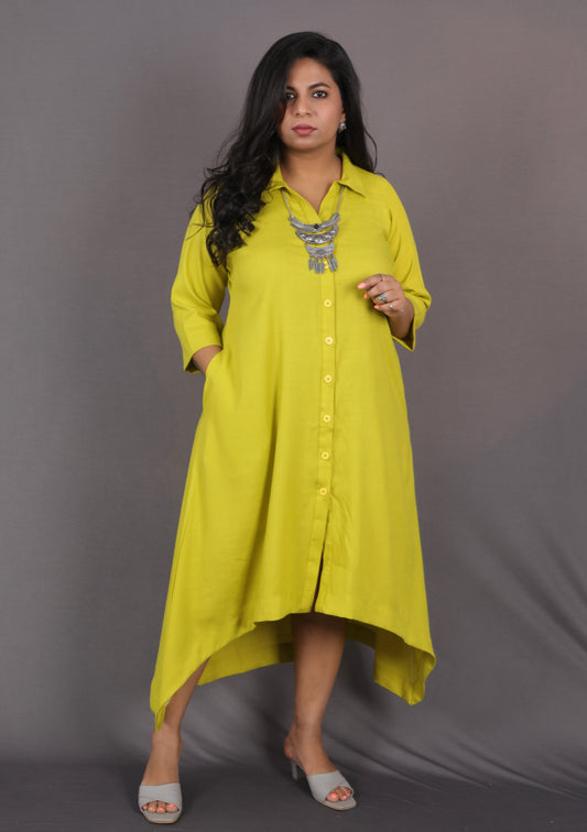 KASHISH - Buy shirt dress or Full Set 2pc - Soft Cotton - LIME GREEN