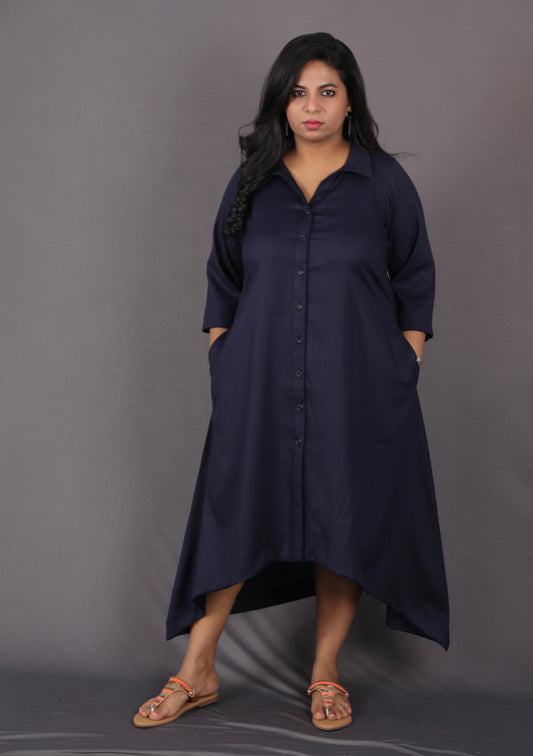 KASHISH - Buy shirt dress or Full Set 2pc - Soft Cotton - NAVY BLUE