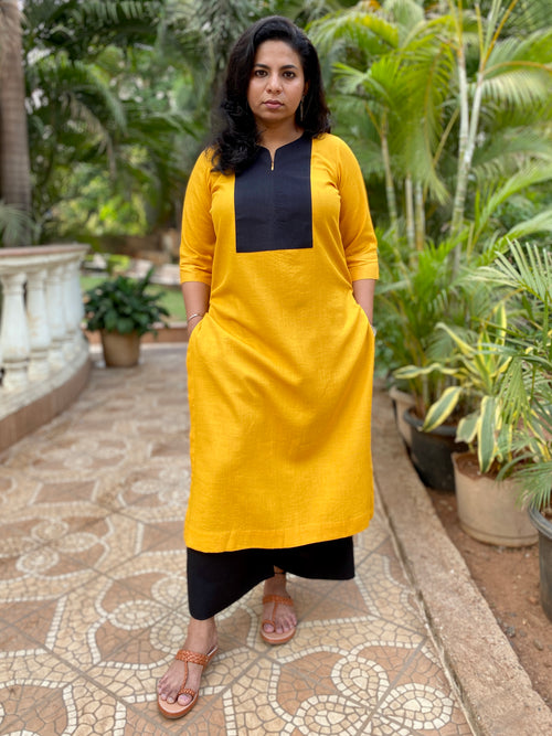 BINDU - KURTA AND PANT SET - YELLOW