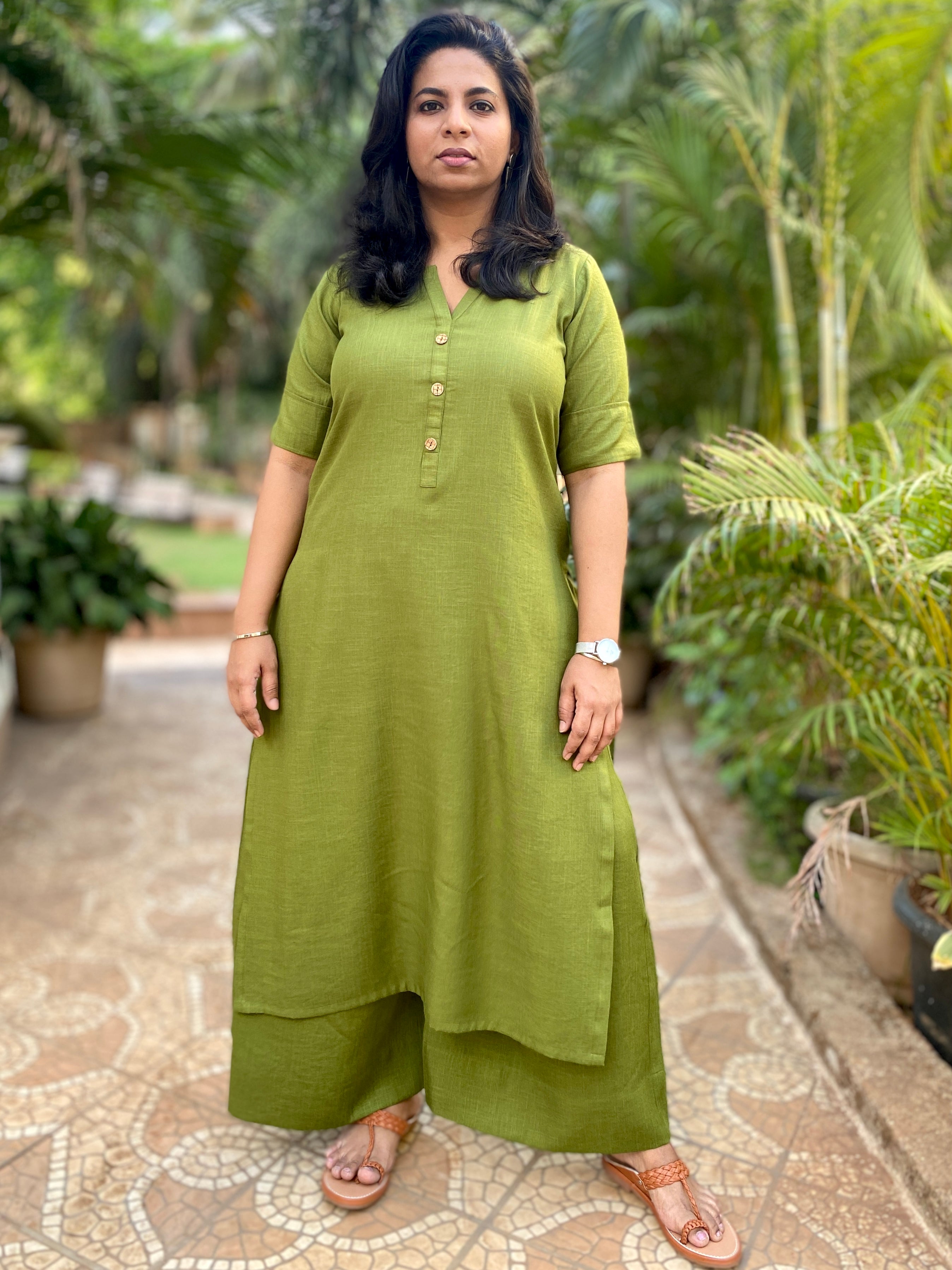 Kurtas & Kurtis : Mehndi green rayon silk stylist summer ...