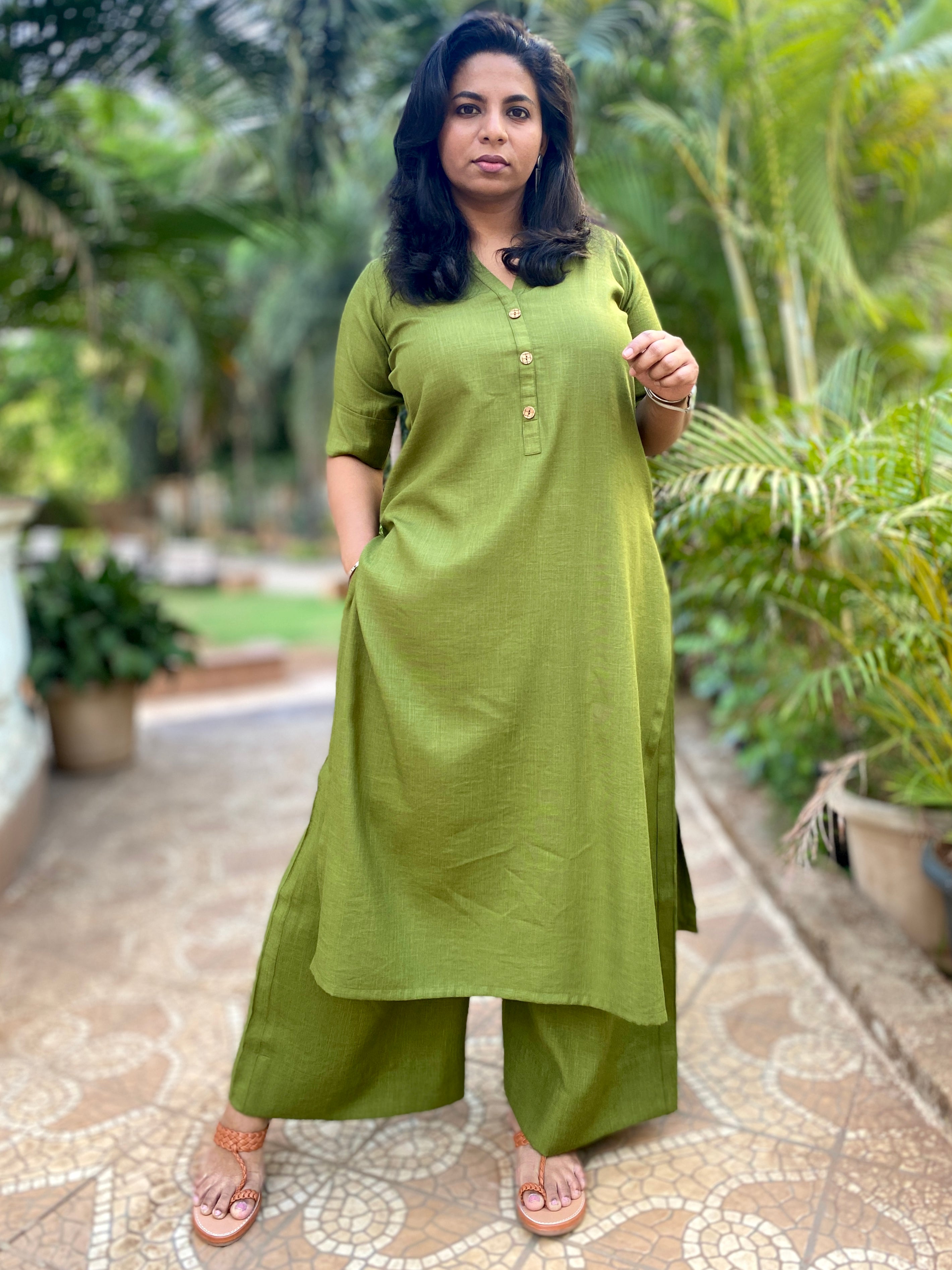 Mehendi Green Zardozi and Crystal Work Farshi Palazzo Suit – Talking  Threads Global